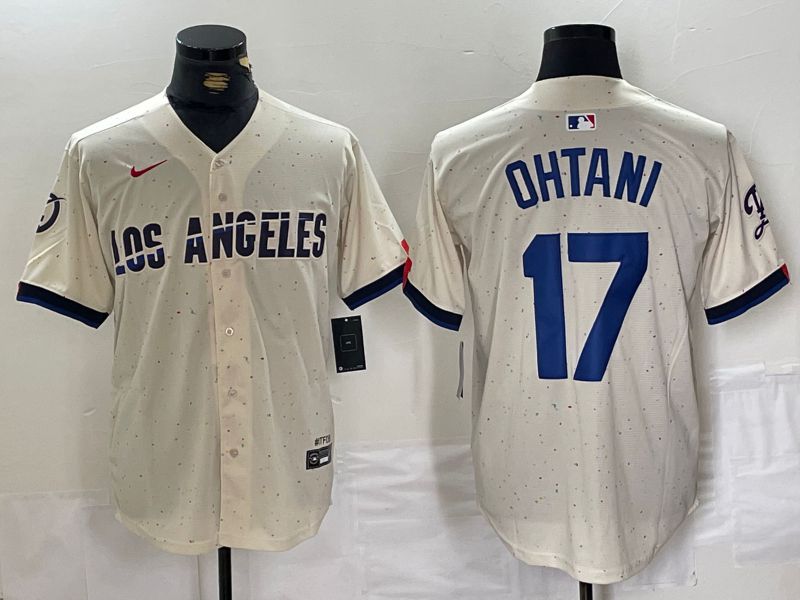 Men Los Angeles Dodgers 17 Ohtani Cream Fashion Nike Game MLB Jersey style 66